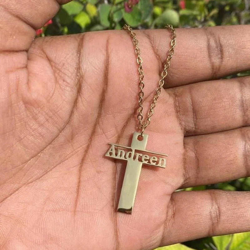 Christian Cross Necklace Personalized Stainless Steel Chain