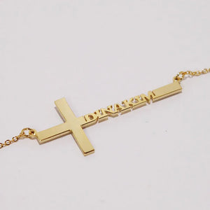Personalized Stainless Steel Nameplate Cross Necklace Women Jewerly Gift