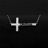 Personalized Stainless Steel Nameplate Cross Necklace Women Jewerly Gift