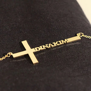 Personalized Stainless Steel Nameplate Cross Necklace Women Jewerly Gift