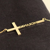 Personalized Stainless Steel Nameplate Cross Necklace Women Jewerly Gift