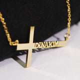 Personalized Stainless Steel Nameplate Cross Necklace Women Jewerly Gift