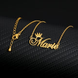 Crown Font Name Necklace Stainless Steel Chain Choker BFF Gift