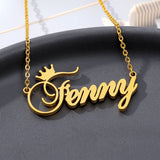 Crown Font Name Necklace Stainless Steel Chain Choker BFF Gift