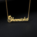 Crown Necklace Personalized Font Pendant Stainless Steel Chain Jewelry