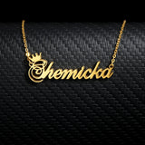 Crown Necklace Personalized Font Pendant Stainless Steel Chain Jewelry