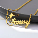 Crown Nameplate Necklace Personalized Stainless Steel Chain Wedding Gift