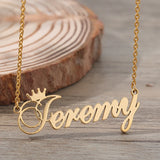 Crown Nameplate Necklace Stainless Steel for Women