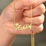 Crown Nameplate Necklace Stainless Steel for Women
