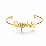 Bohemian Nameplate Open Bracelets for Women Stainless Steel