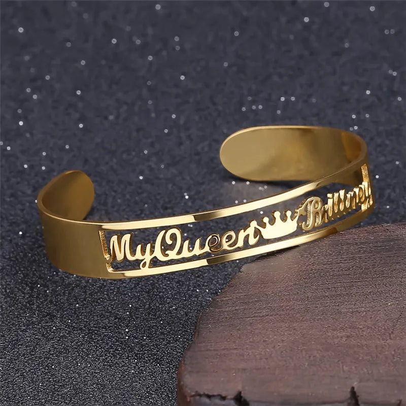 Custom Name Cuff Bracelets Stainless Steel Bangles Christmas Gift BFF