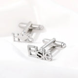 Personalized Stainless Steel Cufflink Set - Sand Blasted Name Design