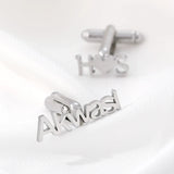 Personalized Stainless Steel Cufflink Set - Sand Blasted Name Design