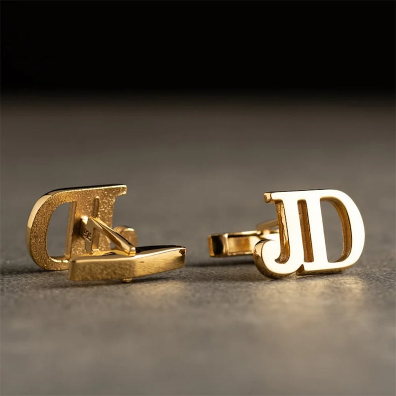 Personalized Stainless Steel Letter Cufflinks - Wedding Groom Suit Button