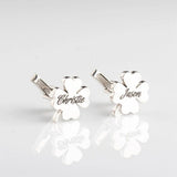 Stainless Steel Four Leaf Clover Cufflinks with Initials Engraving