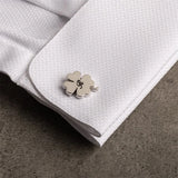 Stainless Steel Four Leaf Clover Cufflinks with Initials Engraving