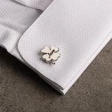 Stainless Steel Four Leaf Clover Cufflinks with Initials Engraving