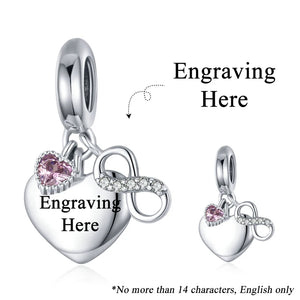 Heart Dangle Charm 925 Sterling Silver Fits Bracelet Necklace