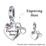 Heart Dangle Charm 925 Sterling Silver Fits Bracelet Necklace