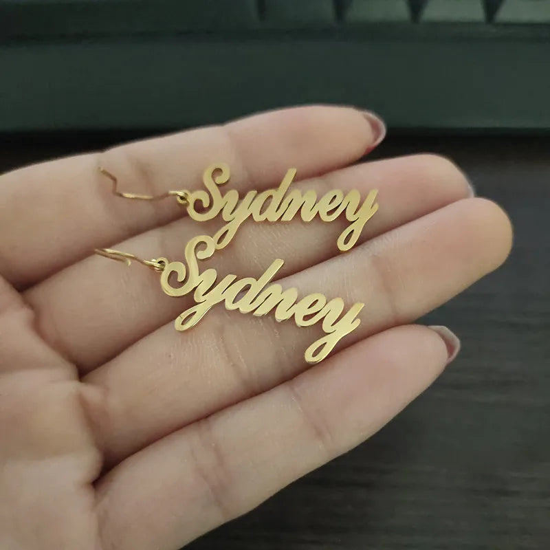 Name Dangle Earrings Stainless Steel Jewelry Filled Pendientes Drop Earrings
