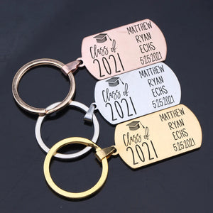 2021 Graduation Steel Keychain - Custom Engraving - Class of '21 Gift