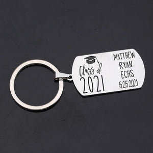 2021 Graduation Steel Keychain - Custom Engraving - Class of '21 Gift