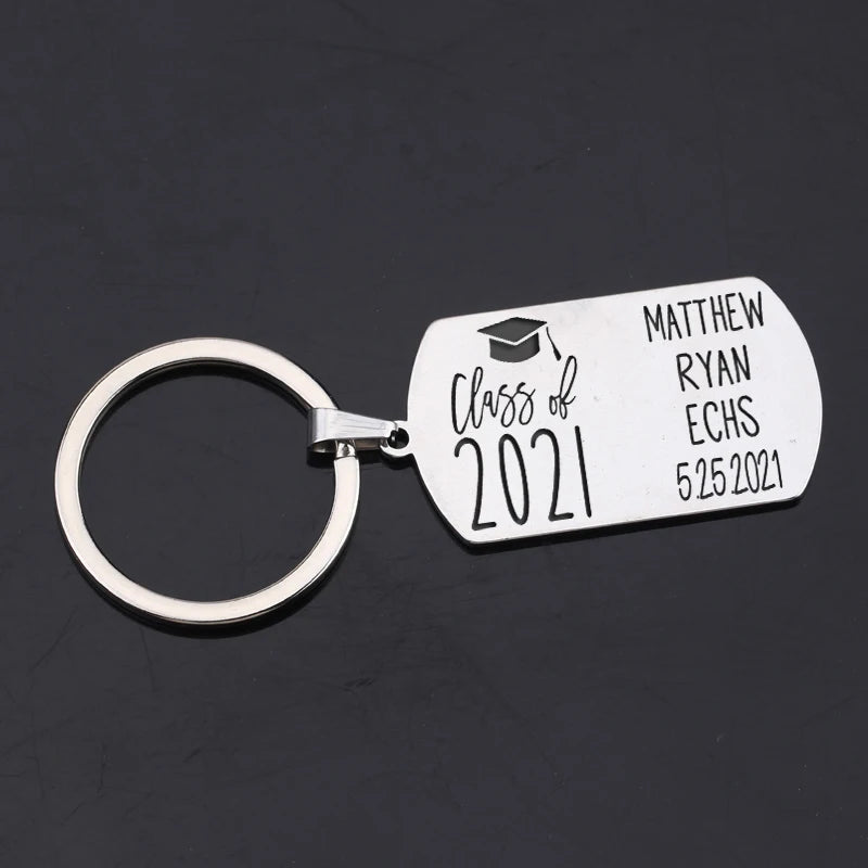 2021 Graduation Steel Keychain - Custom Engraving - Class of '21 Gift