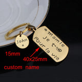 Mamie Holiday Dog Tag Keychain, French Text: Mamie Je T'aime Pour La Vie