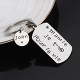 Mamie Holiday Dog Tag Keychain, French Text: Mamie Je T'aime Pour La Vie