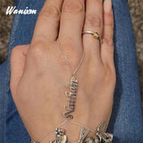 Personalized Stainless Steel Double Layer Slave Bracelet with Finger Rings