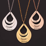 Personalized Name Drop Circles Necklace for Mom, Daughter