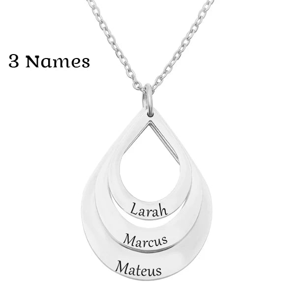 Personalized Name Drop Circles Necklace for Mom, Daughter