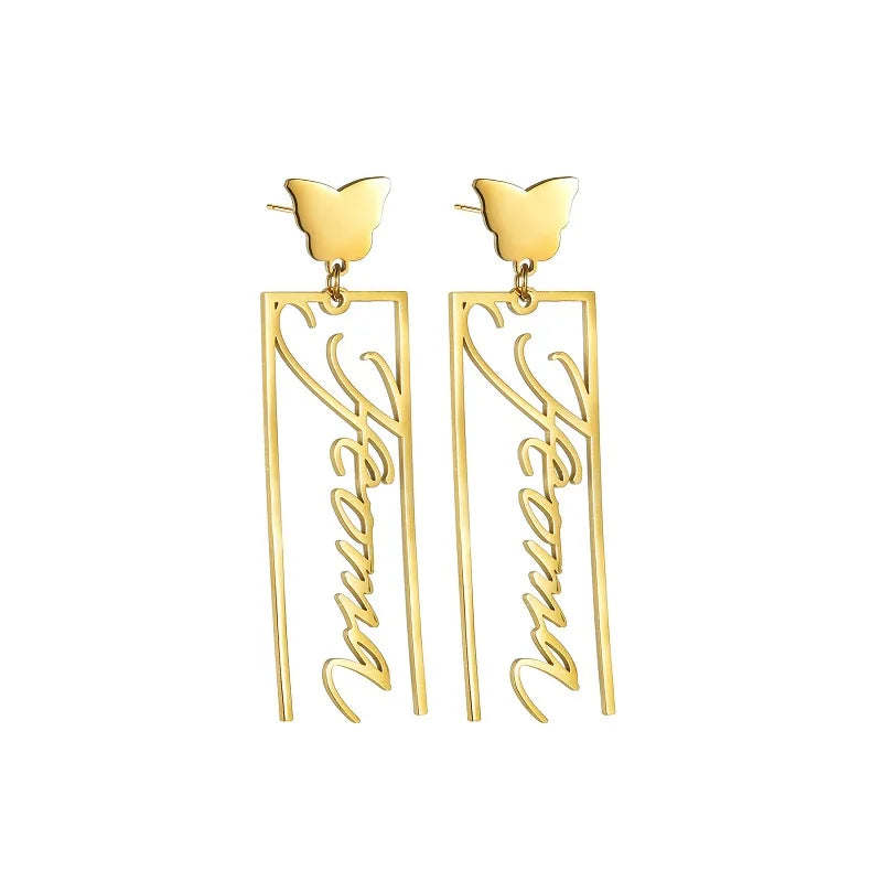 Stainless Steel Butterfly Earrings Custom Personalized Jewelry