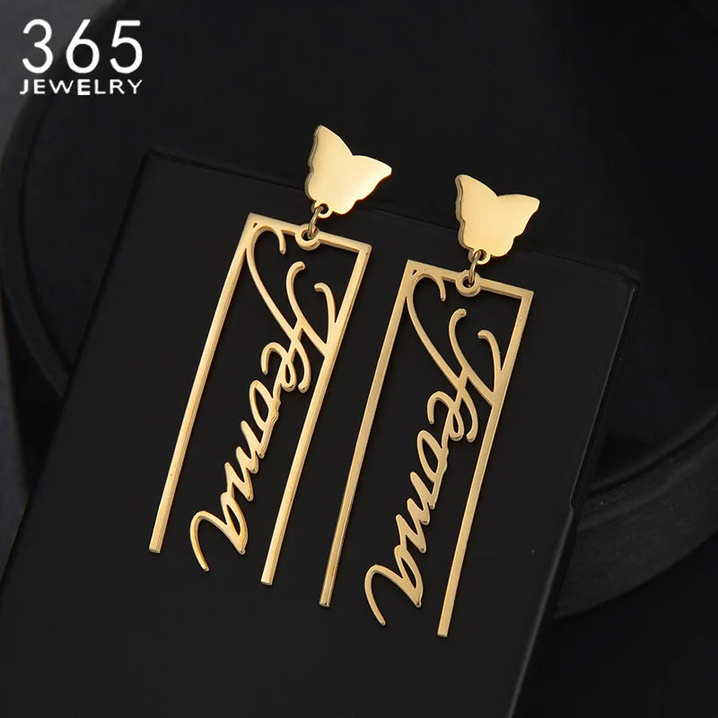 Stainless Steel Butterfly Earrings Custom Personalized Jewelry