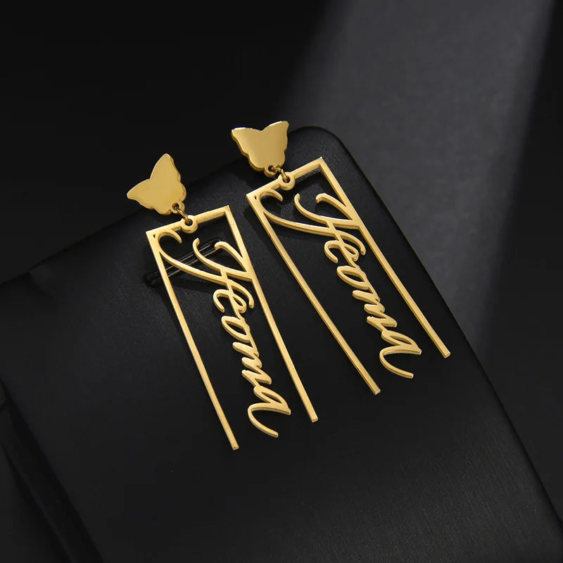 Stainless Steel Butterfly Earrings Custom Personalized Jewelry