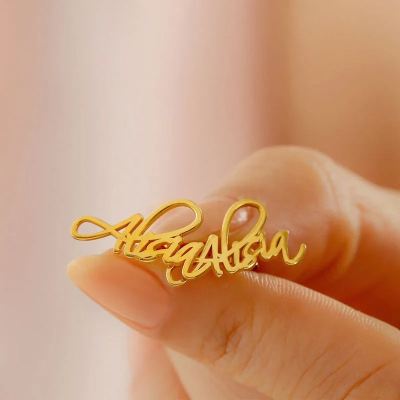 Custom Initial Cursive Name Earring Stainless Steel for Women