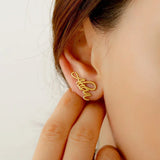 Custom Initial Cursive Name Earring Stainless Steel for Women