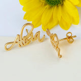 Custom Initial Cursive Name Earring Stainless Steel for Women
