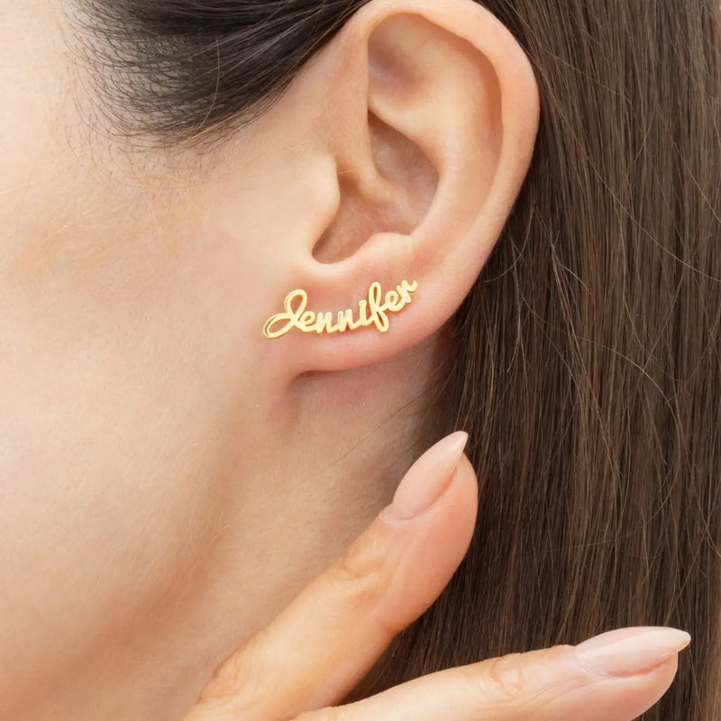 Personalized Name Stud Earrings - Minimalist Gift for Women