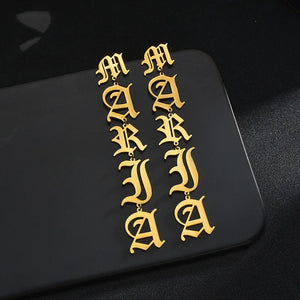 Personalized Stainless Steel Name Earrings Cross Chain Drop