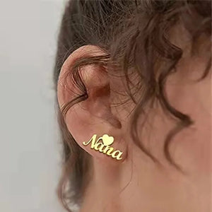 Name Earring Personalized Stainless Steel Earring with Heart for Women