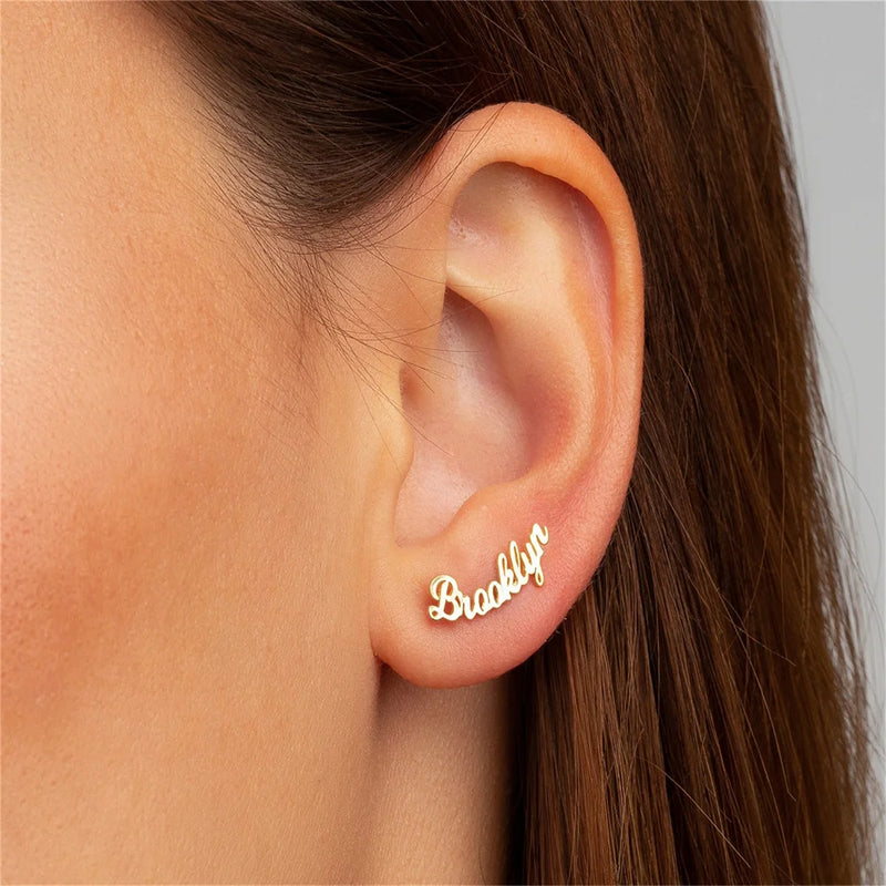 Name Earring Stud Couple Personalized Stainless Steel Earring
