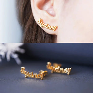 Name Earring Studs Pearl Stainless Steel Personalized Letter Earring