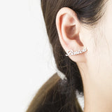 Name Earring Studs Pearl Stainless Steel Personalized Letter Earring