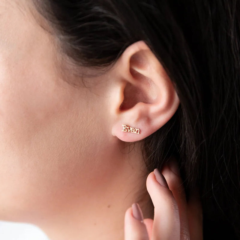 Personalized Name Initial Cursive Stud Earrings