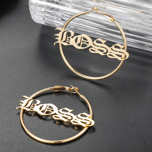 Ancient Name Hoop Earrings For Women BFF Jewelry Personalized