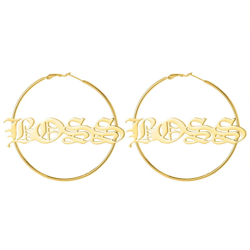 Ancient Name Hoop Earrings For Women BFF Jewelry Personalized
