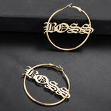 Ancient Name Hoop Earrings For Women BFF Jewelry Personalized