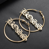 Ancient Name Hoop Earrings For Women BFF Jewelry Personalized