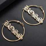Ancient Name Hoop Earrings For Women BFF Jewelry Personalized